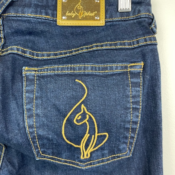 Baby Phat Jeans Dark Wash Low Rise Cat Logo Embroidery Skinny Y2K - Picture 6 of 15